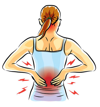 Donna con tensione muscolare bassa schiena